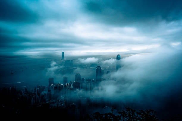 istock Low visibility on Victoria Harbour in Hong Kong 1303603577