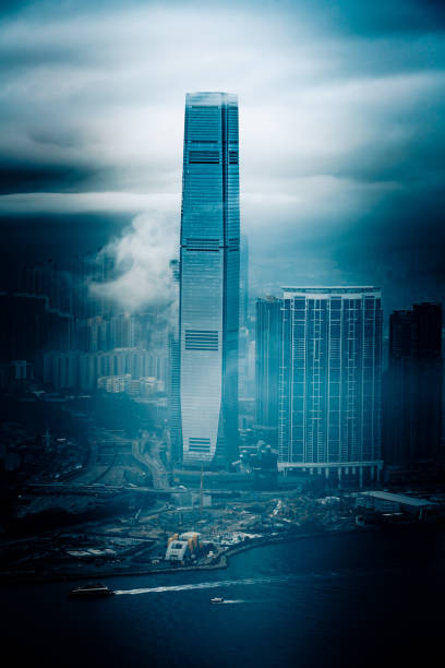 istock Low visibility on Victoria Harbour in Hong Kong 1303603585