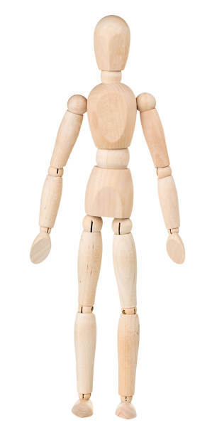 istock Wooden man figurine isolated on white background. Puppet concept. 1303606256