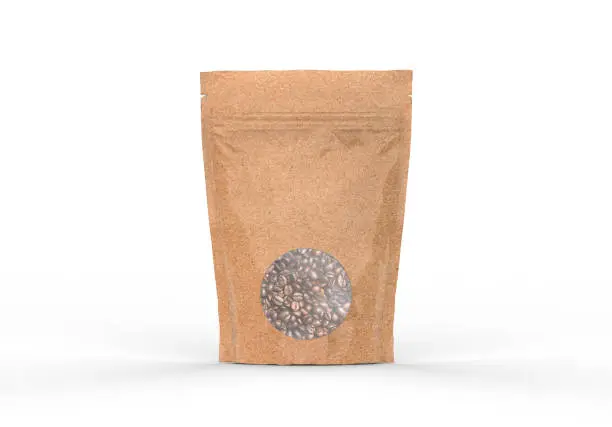 Kraft Paper Pouch, Coffee Bean, Foil - Material, Packing