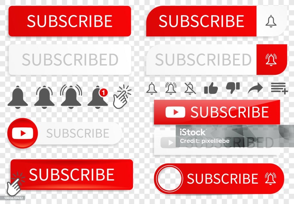Subscribe Buttons Vector Illustration Set On Transparent Background ...