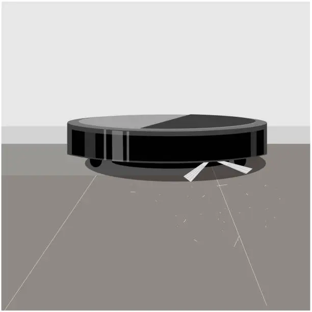 Vector illustration of Robot Vacuum Cleaner close up