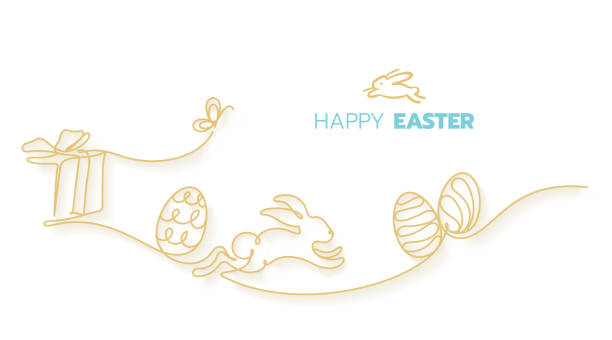 해피 부활절 날 축하 벡터 일러스트레이션 - easter egg illustrations stock illustrations