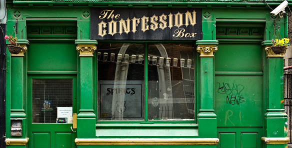 old pub named Confession Box, Dublin, Ireland