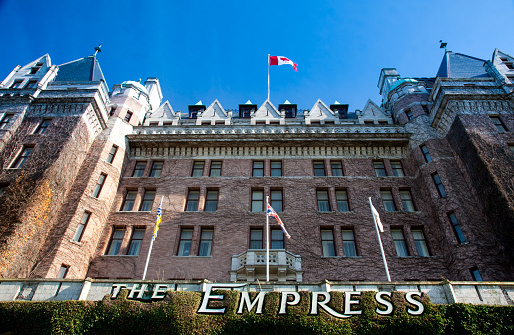 view of Empress Hotel, Inner Harbour, Victoria, British Columbia