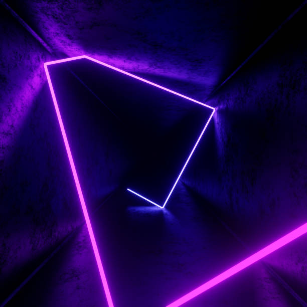 istock 3d render, abstract tunnel background with violet neon lights 1303618629