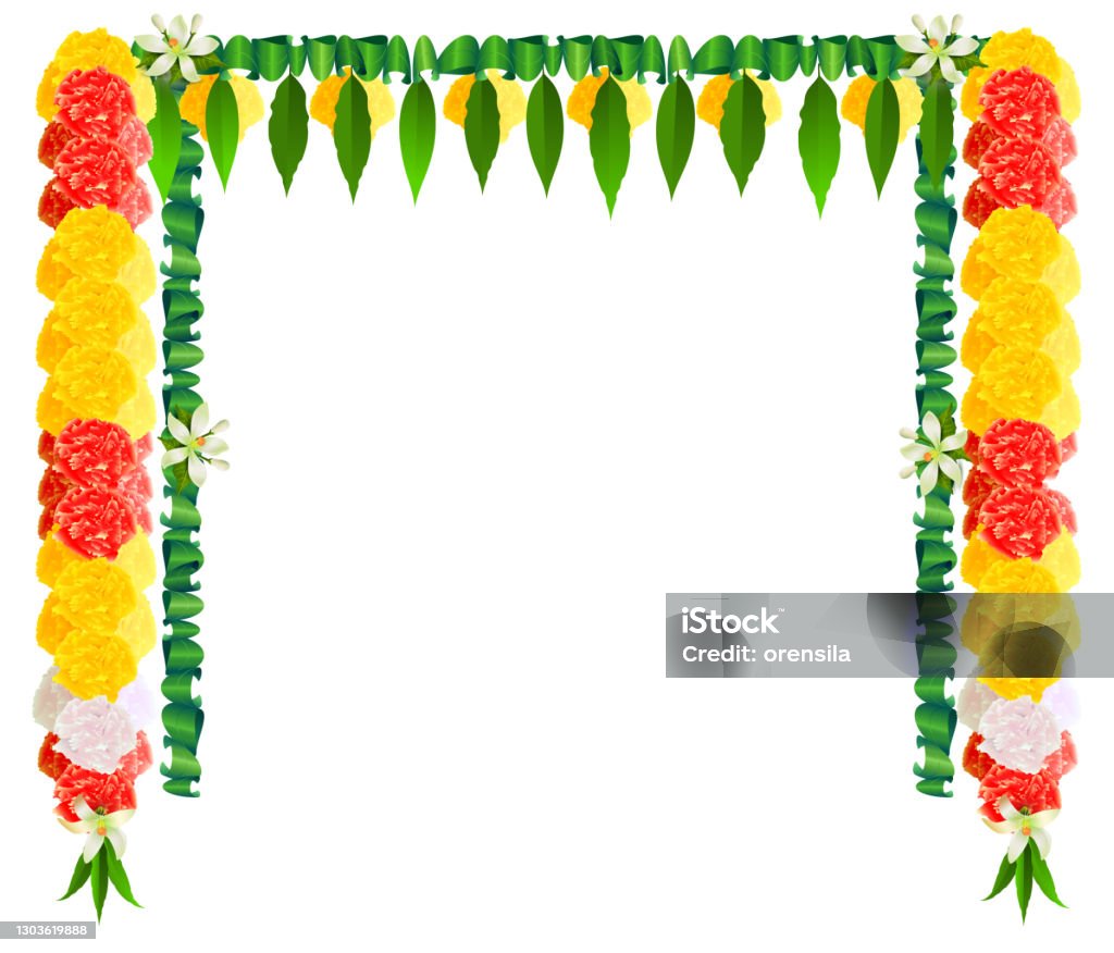 Flower Garland Mala For Ugadi Indian Holiday Template Frame ...