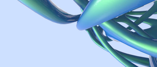 istock Abstract Curves Futuristic technology digital and science Concept on blue background. banner, copy space,illusions -3d rendering 1303619971
