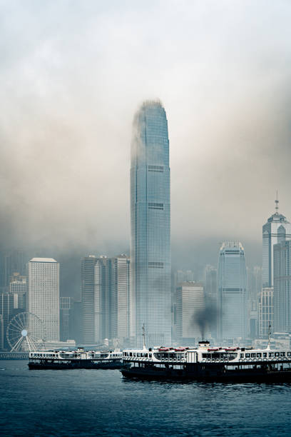 Low visibility on Victoria Harbour in Hong Kong