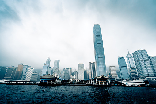 Low visibility on Victoria Harbour in Hong Kong