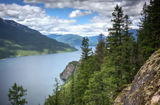 view of Slocan Lake, BC, Canada, overlooking Valhalla Provincial Park