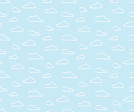 Vector seamless pattern with cartoon clouds in the sky. Repeating illustration of cloudy sky.