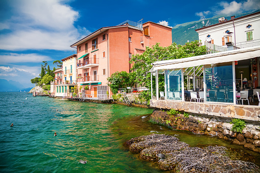 houses in the popular village Malcesine on the lake Garda, Italy