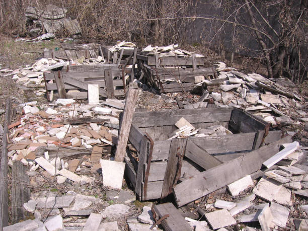 istock old broken wooden crates were thrown into the garbage dump 1303640111