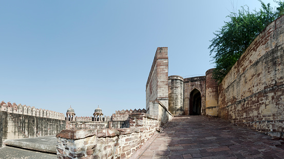 Panorama inside Mehrangarh Fort, Jodphur, Rajasthan, India