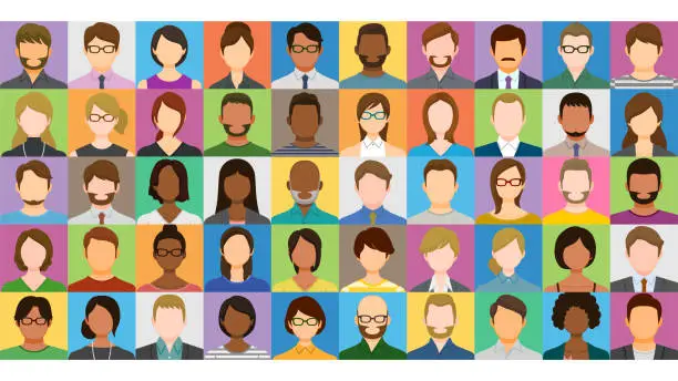 Vector illustration of Collage of multiethnic people
