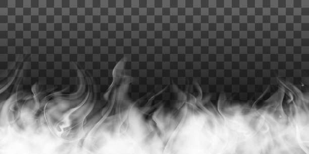Fog or smoke isolated transparent special effect. White vector cloudiness, mist or smog background. JPG. Fog or smoke isolated transparent special effect. White vector cloudiness, mist or smog background. JPG. Vector illustration fire natural phenomenon stock illustrations