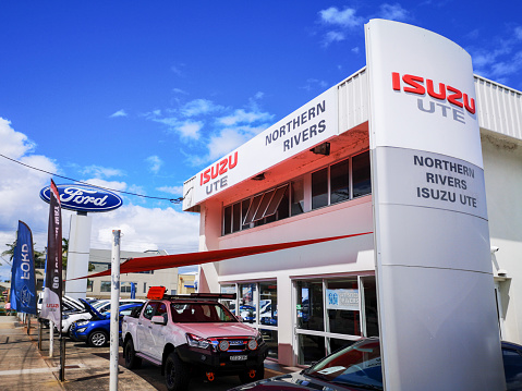 North Rivers, Australia: March 18, 2020: Northern Rivers Isuzu Ute is an estabished Isuzu and Ford dealership with three locations in the New South Wales area.