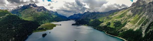 istock Swiss valley in the alps - Aerial Panoramic 1303654137