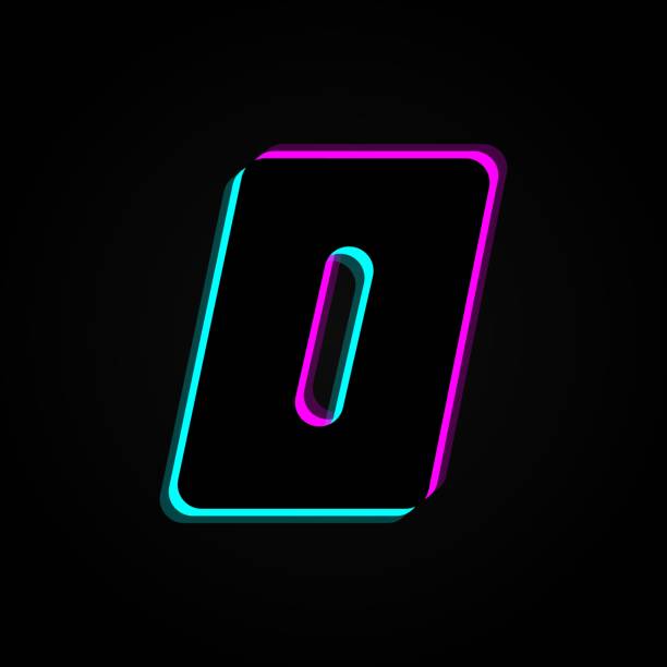 istock 0 number vector trendy colors neon font. For dark night theme, vibrant identity, techno design, app logo and more 1303654510