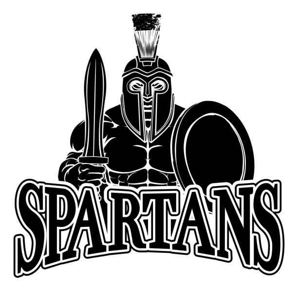 ilustrações, clipart, desenhos animados e ícones de mascote esportivo de troiano espartano - roman army isolated on white classical greek
