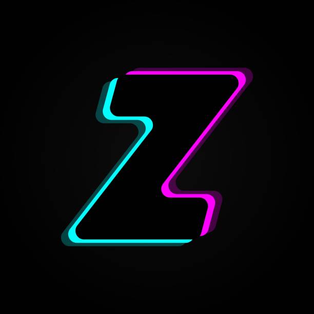 istock Z letter, vector bright neon font. For dark night theme, vibrant identity, techno design, app logo and more 1303655777