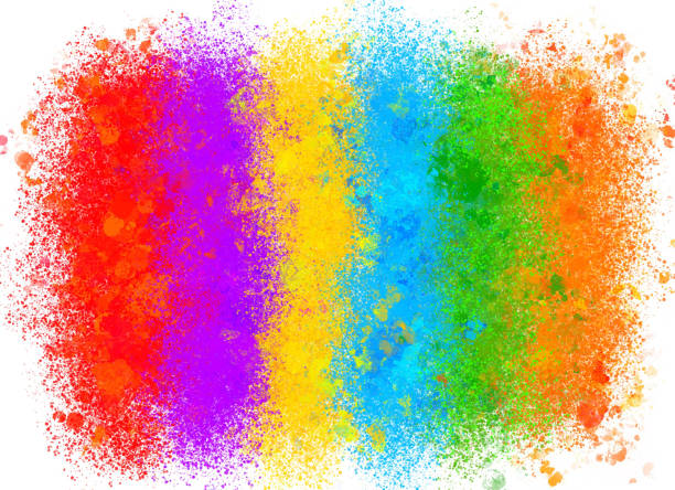 istock Abstract colorful Happy Holi background, digital drawing color spots on white 1303655910