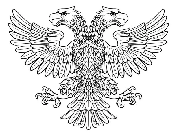 Vector illustration of Double headed Imperial Eagle with Two Heads