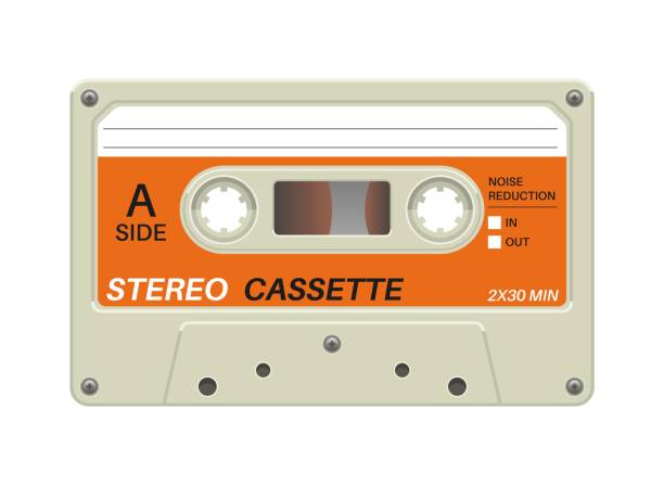 Retro cassette. Audio equipment for analog music records. Blank stereo tape. Plastic musical device. Old-fashioned mixtape of tunes and songs. Vector multimedia tool with copy space Retro cassette. Audio equipment for analog music records. Blank stereo tape. Isolated plastic musical device. Old-fashioned mixtape of tunes and songs. Vector hipster multimedia tool with copy space mixtape stock illustrations
