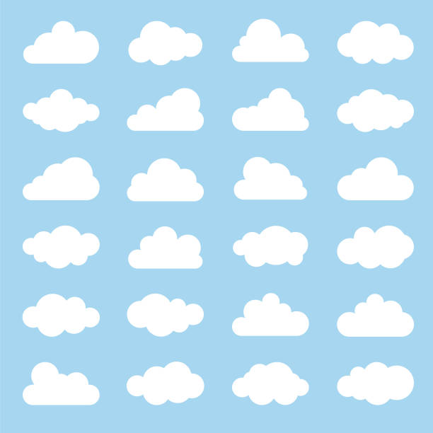 Clouds Weather Icon Set of Clouds Silhouettes in Vector. Design Elements For The Weather Forecast. cloud sky stock illustrations