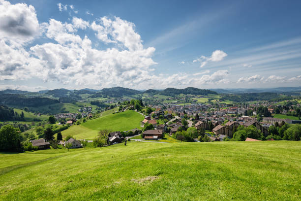 Herisau, capital town of canton Appenzell Ausserrhoden in Switzerland Herisau, capital town of canton Appenzell Ausserrhoden in Switzerland appenzell stock pictures, royalty-free photos & images