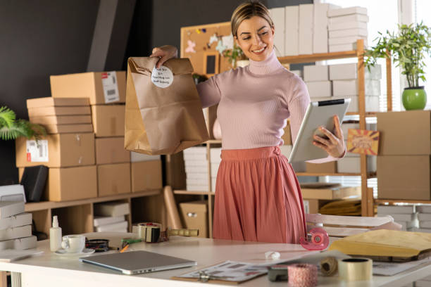 istock Taking a selfie with a care package she prepared 1303661678