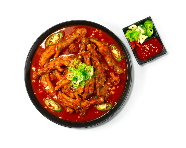 Spicy Chicken Feet Stew Dakbal Korean Food stock photo