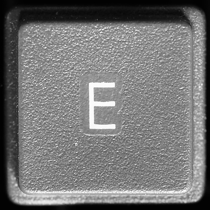 Letter E key on computer keyboard keypad