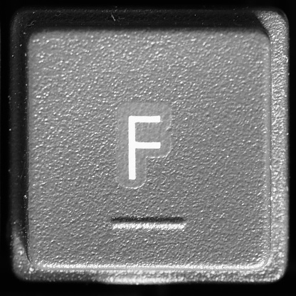Letter F key on computer keyboard keypad