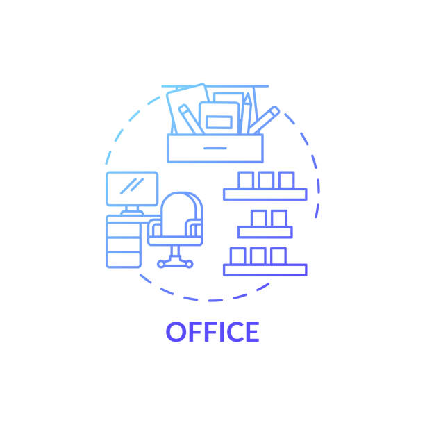 Decluttering in office blue gradient concept icon Decluttering in office blue gradient concept icon. Tidying agency idea thin line illustration. Regular cleaning-out. Keeping premises clean and tidy. Vector isolated outline RGB color drawing complexity messy chaos house stock illustrations