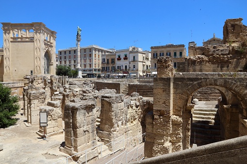Lecce, Italy - ancient Roman ruins. City in Salento peninsula.