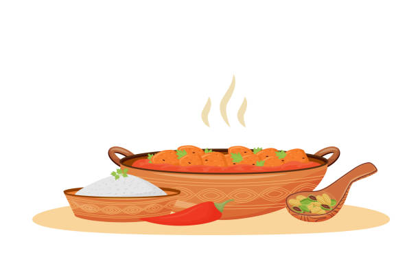 Hot Butter Chicken Cartoon Vector Illustration Traditional Indian Food Meat  In Spiced Tomato Sauce Flat Color Object Restaurant Meal Served Makhani  Chicken Isolated On White Background Stock Illustration - Download Image  Now -