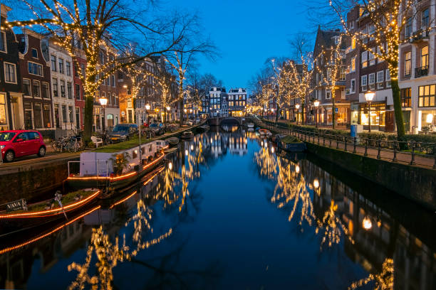 istock Christmas in Amsterdam the Netherlands at sunset 1303680291