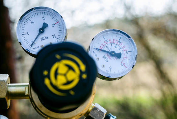 istock Reducer with pressure gauge. 1303687335