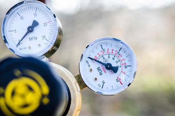 istock Reducer with pressure gauge. 1303687378