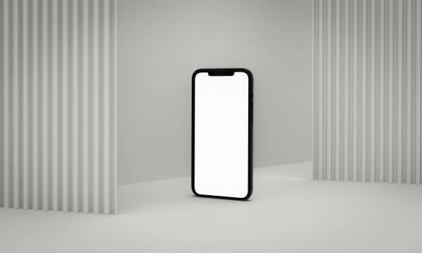 istock 3d render illustration hand holding the white smartphone with full screen and modern frame less design - isolated on white background 1303688715