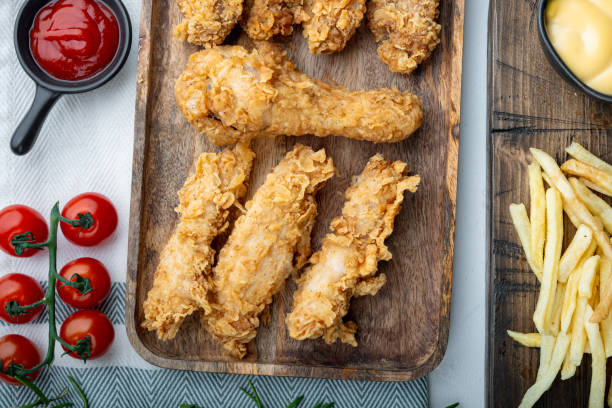 istock Crispy kentucky fried chicken on white background, top view 1303691245