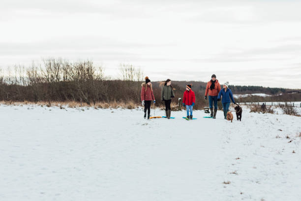 istock Family of Five Going Sledding 1303691474