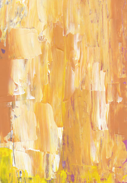istock Bright yellow and white abstract background. Textured brush strokes on paper. Modern artwork, hand painted. 1303694012
