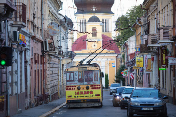 CHERNIVTSI, UKRAINE - JUNE 16, 2017: Chernivtsi street