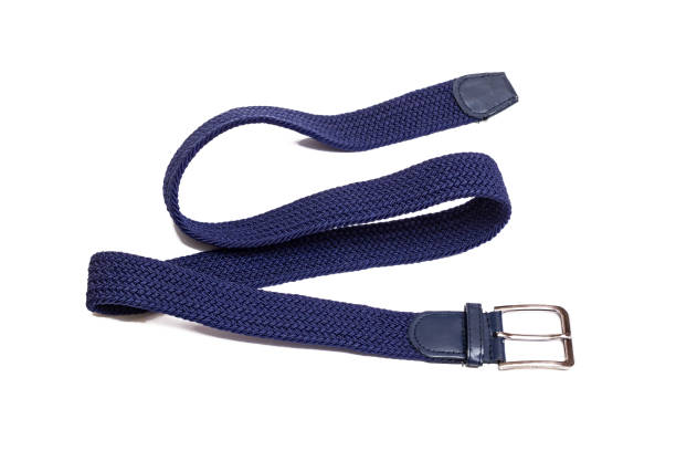 istock Blue belt buckle isolated on white background 1303698128