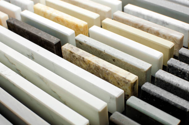 istock Samples of acrylic stone. Close-up. 1303698351