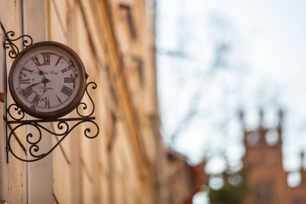 CHERNIVTSI, UKRAINE - JUNE 16, 2017: Chernivtsi street clock