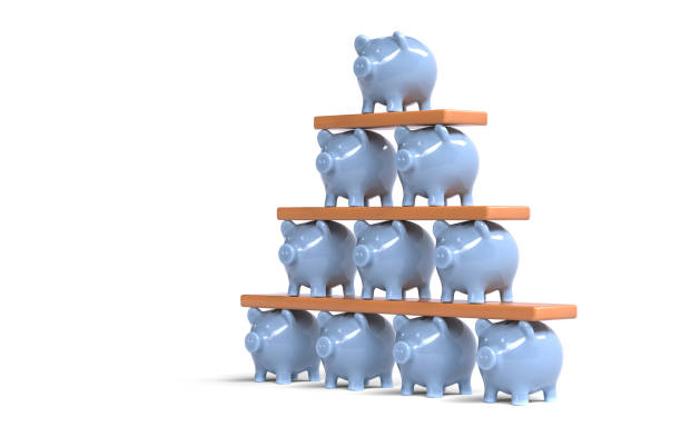 istock Pyramid from piggy banks on a white background with a work path 1303699602
